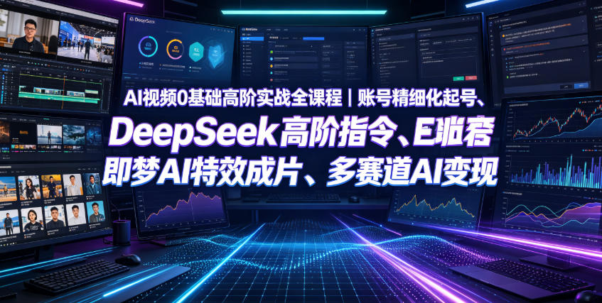 AI视频0基础高阶实战全课程｜账号精细化起号、DeepSeek高阶指令、即梦AI特效成片、多赛道AI短视频量产变现-创业网 - 最新网络创业项目与实战营销教程平台 | cye.cc