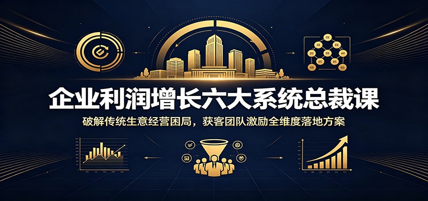 企业利润增长六大系统总裁课：破解传统生意经营困局，获客团队激励全维度落地方案-创业网 - 最新网络创业项目与实战营销教程平台 | cye.cc