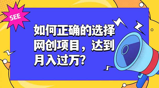 如何正确的选择网创项目，达到月入过万？，本课程教你正确选择项目。-创业网 - 最新网络创业项目与实战营销教程平台 | cye.cc