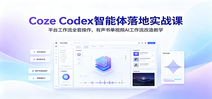 Coze Codex智能体落地实战课：平台工作流全套操作，有声书单视频AI工作流改造教学-创业网 - 最新网络创业项目与实战营销教程平台 | cye.cc