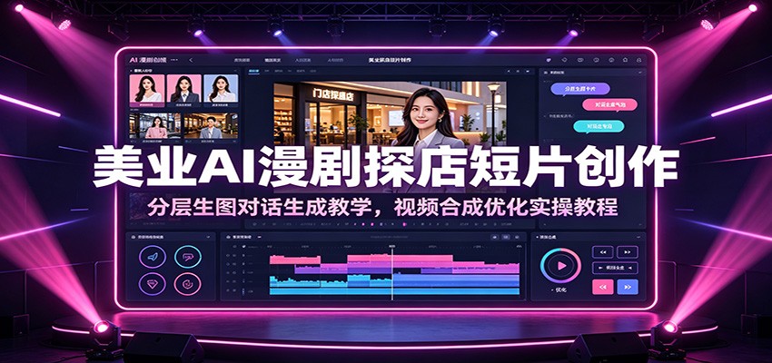 美业AI漫剧探店短片创作：分层生图对话生成教学，视频合成优化实操教程-创业网 - 最新网络创业项目与实战营销教程平台 | cye.cc