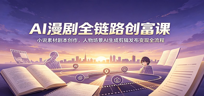AI漫剧全链路创富课：小说素材剧本创作，人物场景AI生成剪辑发布变现全流程-创业网 - 最新网络创业项目与实战营销教程平台 | cye.cc