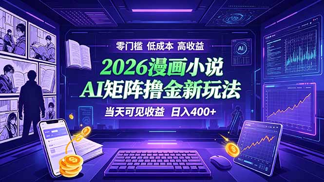 爆款小说漫画大阅读    ai矩阵操作    当天可见收益  日入400+    零门槛    高收益-创业网 - 最新网络创业项目与实战营销教程平台 | cye.cc