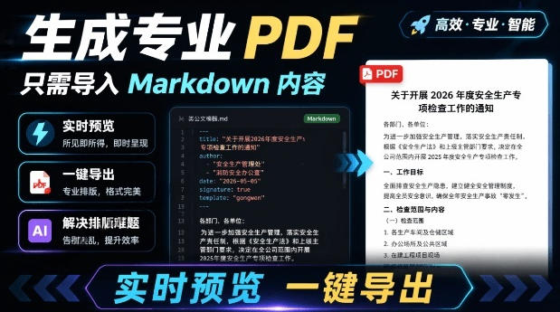 只需导入Markdown内容，实时预览一键导出专业PDF！轻松解决AI生成内容排版问题Presto-创业网 - 最新网络创业项目与实战营销教程平台 | cye.cc