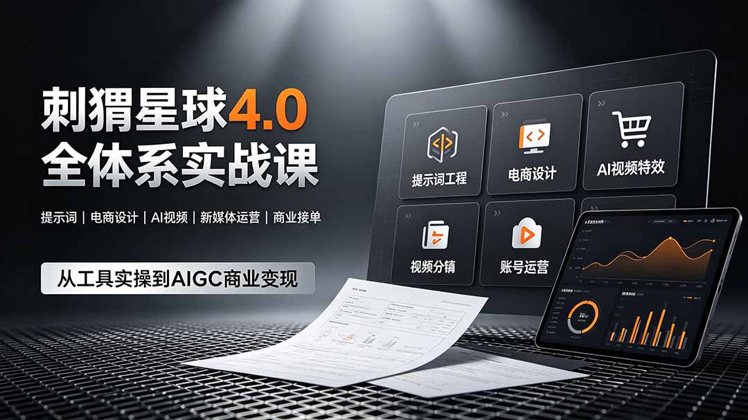 刺猬星球4.0全体系实战课，覆盖提示词工程、电商设计、AI视频特效与新媒体运营，一站式掌握AIGC商业核心技能-创业网 - 最新网络创业项目与实战营销教程平台 | cye.cc