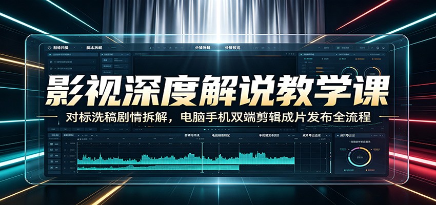 影视深度解说教学课：对标洗稿剧情拆解，电脑手机双端剪辑成片发布全流程-创业网 - 最新网络创业项目与实战营销教程平台 | cye.cc