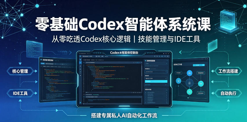 零基础Codex智能体系统课｜从零吃透Codex核心逻辑、技能管理与IDE工具，搭建专属私人AI自动化工作流-创业网 - 最新网络创业项目与实战营销教程平台 | cye.cc