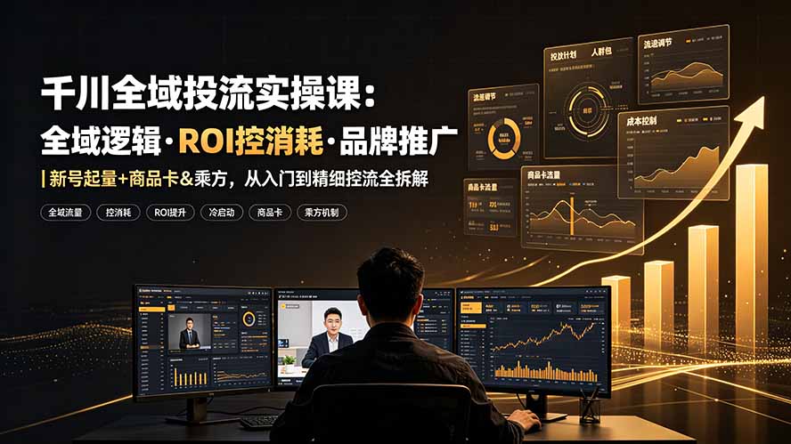 千川全域投流实操课：全域逻辑·ROI控消耗·品牌推广｜新号起量+商品卡&乘方，从入门到精细控流全拆解-创业网 - 最新网络创业项目与实战营销教程平台 | cye.cc