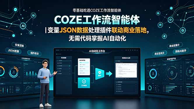 零基础吃透COZE工作流智能体｜变量JSON数据处理插件联动商业落地，无需代码掌握AI自动化-创业网 - 最新网络创业项目与实战营销教程平台 | cye.cc