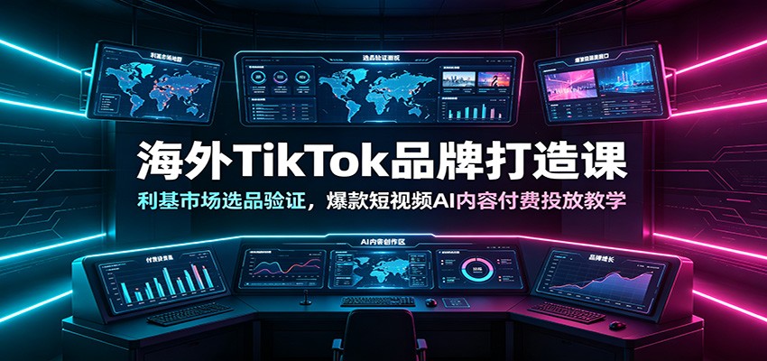 海外TikTok品牌打造课：利基市场选品验证，爆款短视频AI内容付费投放教学-创业网 - 最新网络创业项目与实战营销教程平台 | cye.cc
