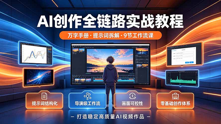 AI创作全链路实战教程｜万字手册·提示词拆解·9节工作流课，打造稳定高质量AI视频作品-创业网 - 最新网络创业项目与实战营销教程平台 | cye.cc