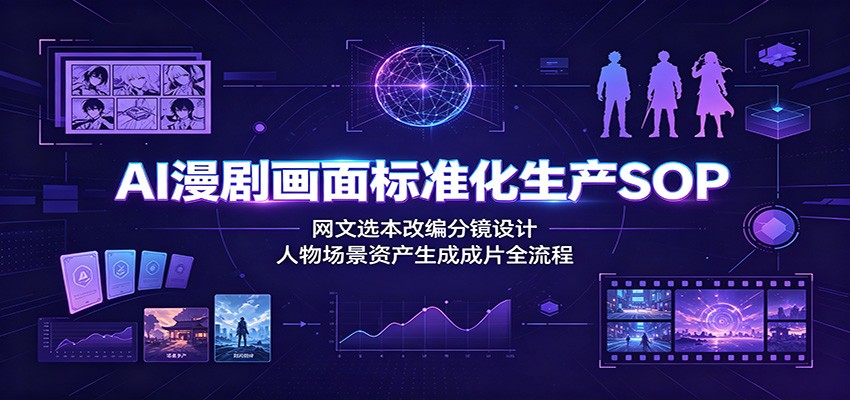 AI漫剧画面标准化生产SOP：网文选本改编分镜设计，人物场景资产生成成片全流程-创业网 - 最新网络创业项目与实战营销教程平台 | cye.cc