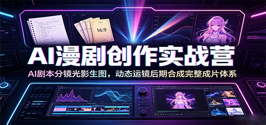 AI漫剧创作实战营：AI剧本分镜光影生图，动态运镜后期合成完整成片体系-创业网 - 最新网络创业项目与实战营销教程平台 | cye.cc