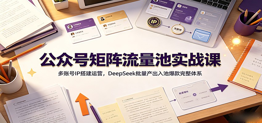公众号矩阵流量池实战课：多账号IP搭建运营，DeepSeek批量产出入池爆款完整体系-创业网 - 最新网络创业项目与实战营销教程平台 | cye.cc
