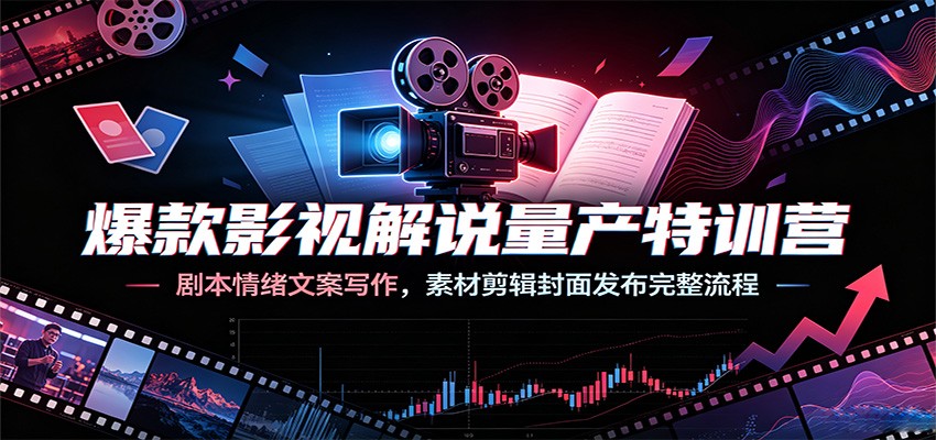 爆款影视解说量产特训营：剧本情绪文案写作，素材剪辑封面发布完整流程-创业网 - 最新网络创业项目与实战营销教程平台 | cye.cc