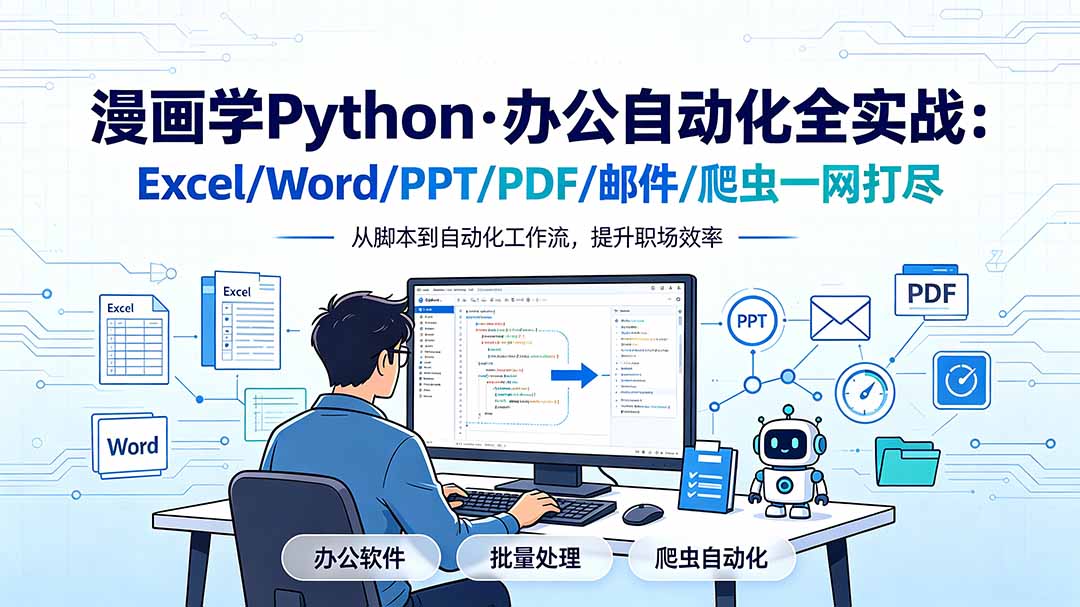 漫画学Python·办公自动化全实战：Excel/Word/PPT/PDF/邮件/爬虫一网打尽-创业网 - 最新网络创业项目与实战营销教程平台 | cye.cc