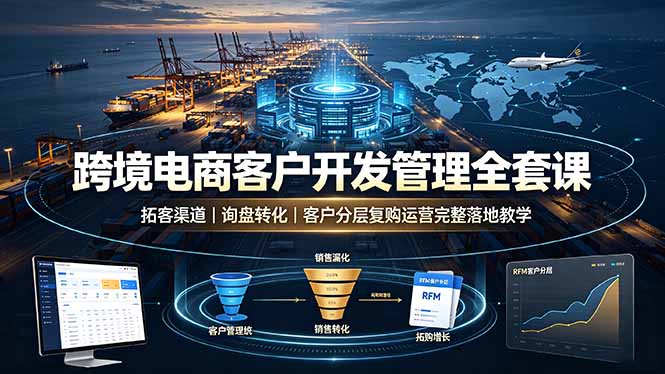 跨境电商客户开发管理全套课·拓客渠道｜询盘转化｜客户分层复购运营完整落地教学-创业网 - 最新网络创业项目与实战营销教程平台 | cye.cc