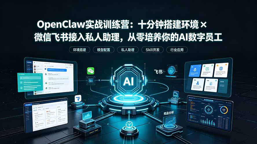OpenClaw实战特训营：十分钟搭建环境×微信飞书接入私人助理，从零培养你的AI数字员工-创业网 - 最新网络创业项目与实战营销教程平台 | cye.cc