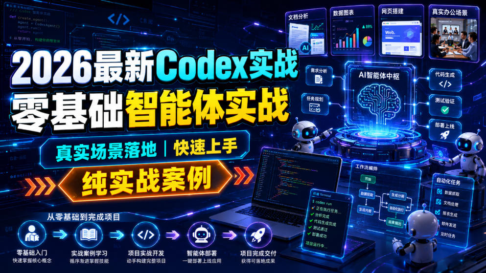 2026最新Codex实战零基础智能体实战，真实场景落地，快速上手，纯实战案例-创业网 - 最新网络创业项目与实战营销教程平台 | cye.cc