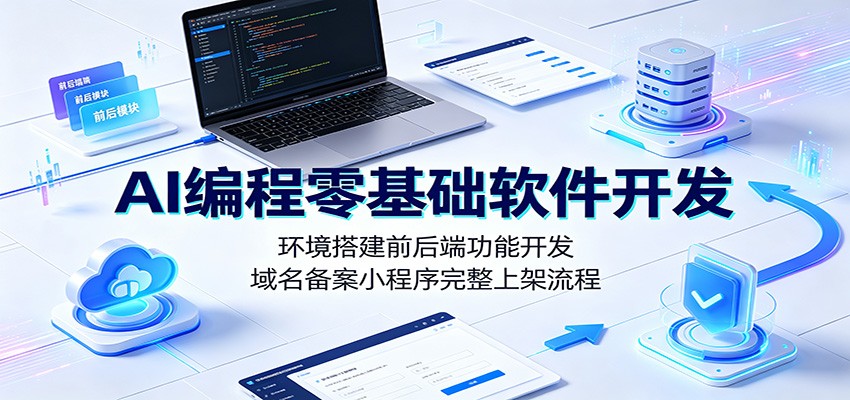 AI编程零基础软件开发：环境搭建前后端功能开发，域名备案小程序完整上架流程-创业网 - 最新网络创业项目与实战营销教程平台 | cye.cc