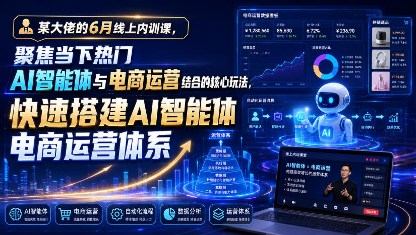 某大佬的6月线上内训课，聚焦当下热门AI智能体与电商运营结合的核心玩法，快速搭建AI智能体电商运营体系-创业网 - 最新网络创业项目与实战营销教程平台 | cye.cc