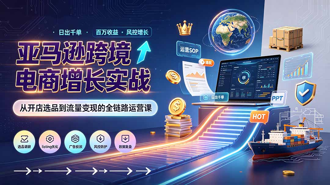 亚马逊0-1孵化特训营8期：从注册风控到稳定日出千单实战，规避审核封店风险，标准化执行流程落地-创业网 - 最新网络创业项目与实战营销教程平台 | cye.cc