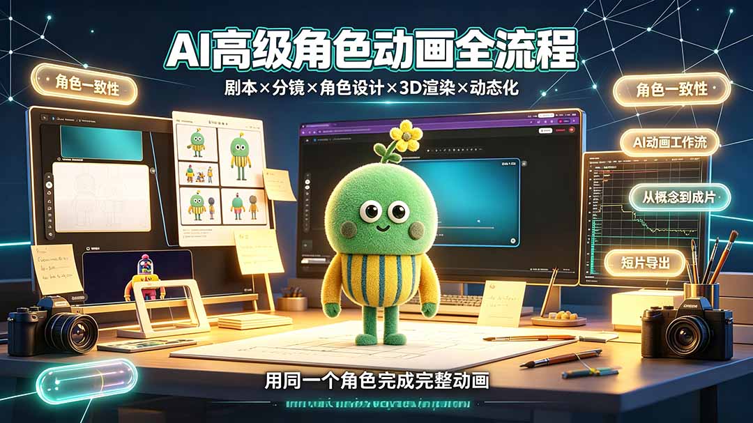 AI高级角色动画全流程：剧本×分镜×角色设计×3D渲染×动态化，从概念到成片一站式教学-创业网 - 最新网络创业项目与实战营销教程平台 | cye.cc