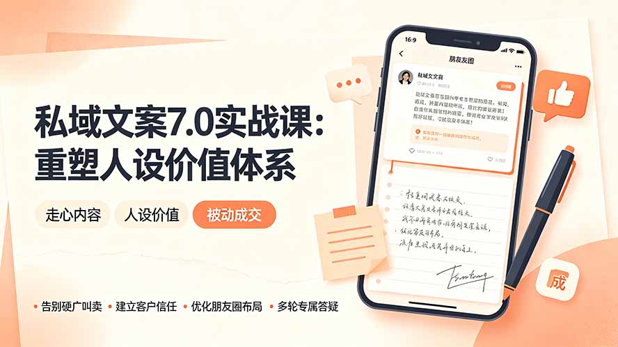 私域文案实战课7.0：重塑人设价值体系｜-告别硬广推销×走心内容×自我价值塑造，实现被动成交-创业网 - 最新网络创业项目与实战营销教程平台 | cye.cc