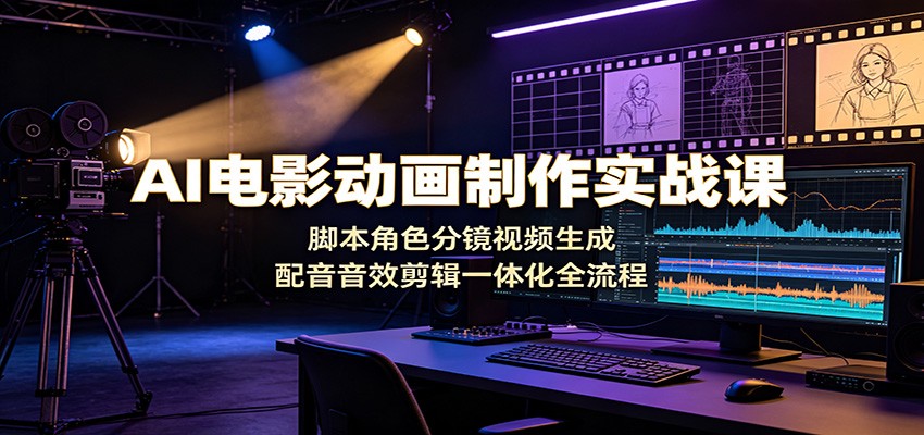 AI电影动画制作实战课：脚本角色分镜视频生成，配音音效剪辑一体化全流程-创业网 - 最新网络创业项目与实战营销教程平台 | cye.cc
