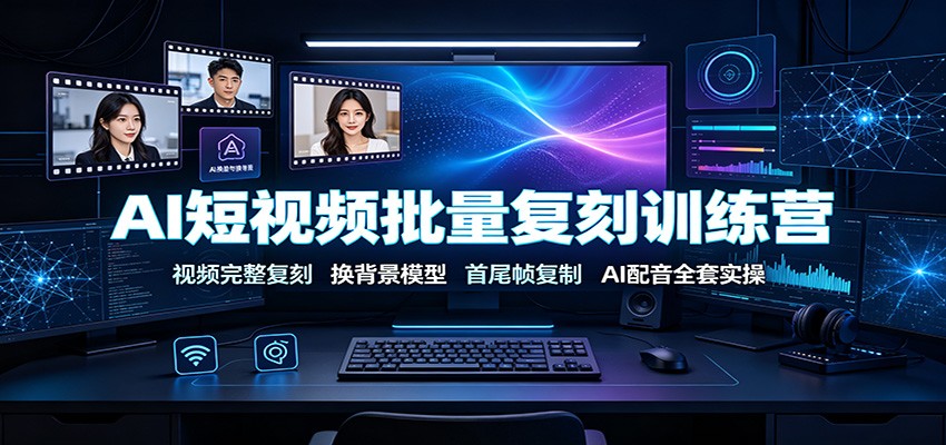 AI短视频批量复刻训练营：视频完整复刻，换背景模型、首尾帧复制、AI配音全套实操-创业网 - 最新网络创业项目与实战营销教程平台 | cye.cc