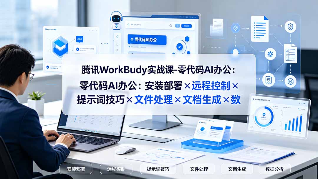 腾讯WorkBuddy实战课-零代码AI办公：安装部署×远程控制×提示词技巧×文件处理×文档生成×数据分析-创业网 - 最新网络创业项目与实战营销教程平台 | cye.cc
