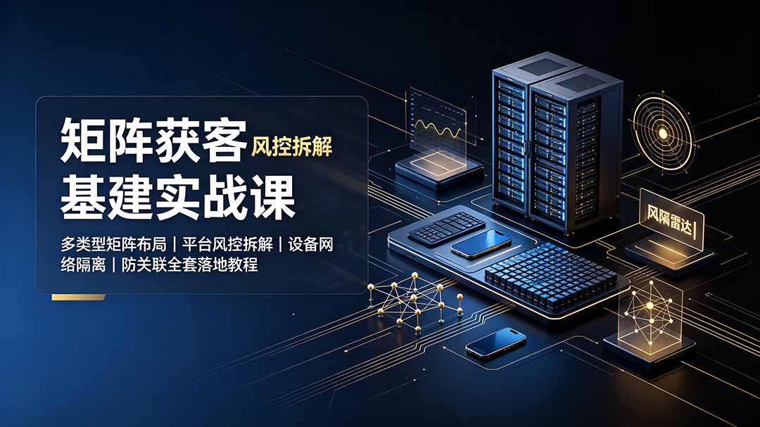 矩阵获客基建实战课：多类型矩阵布局｜平台风控拆解｜设备网络隔离｜防关联全套落地教程-创业网 - 最新网络创业项目与实战营销教程平台 | cye.cc
