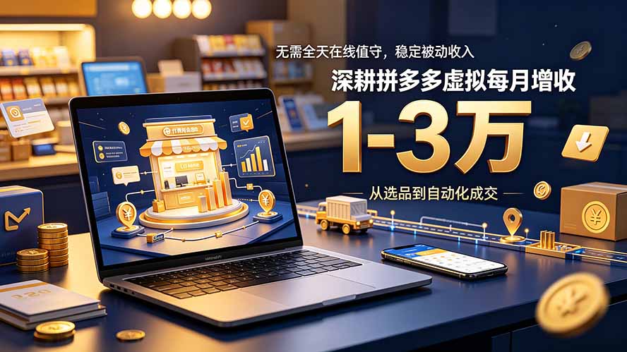 无需全天在线值守，稳定被动收入，深耕拼多多虚拟每月增收 1-3 万-创业网 - 最新网络创业项目与实战营销教程平台 | cye.cc