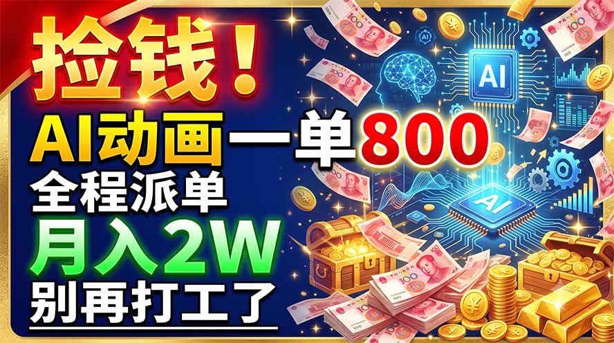 捡钱！AI动画一单800，全程派单，月入2W，别再打工了-创业网 - 最新网络创业项目与实战营销教程平台 | cye.cc