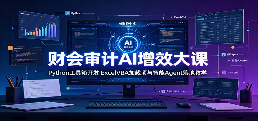 财会审计AI增效大课：Python工具箱开发，ExcelVBA加载项与智能Agent落地教学-创业网 - 最新网络创业项目与实战营销教程平台 | cye.cc