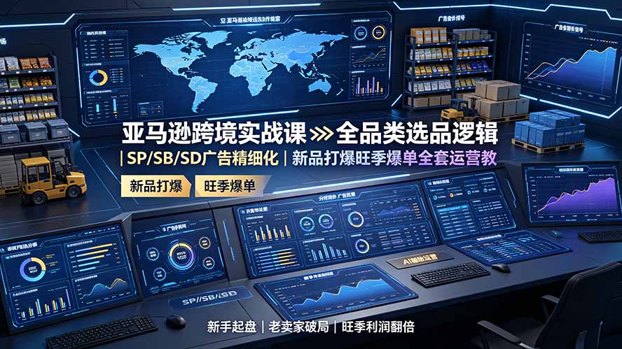 亚马逊跨境实战课：全品类选品逻辑｜SP/SB/SD广告精细化｜新品打爆旺季爆单全套运营教程-创业网 - 最新网络创业项目与实战营销教程平台 | cye.cc