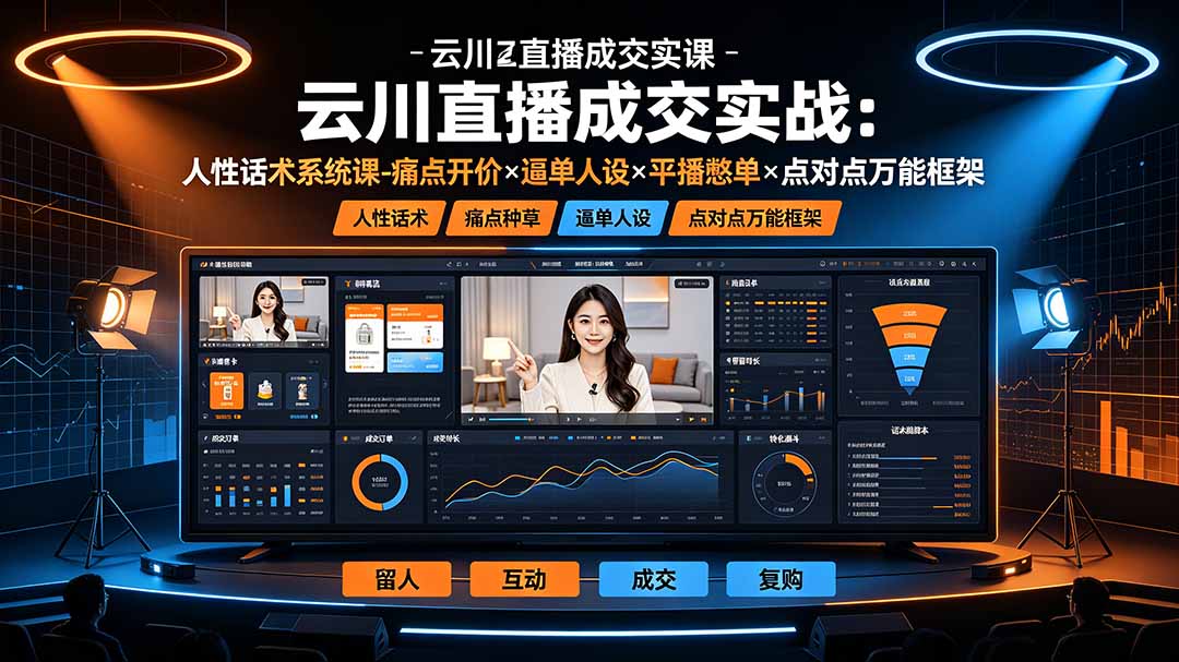 云川直播成交实战：人性话术系统课-痛点种草×塑品开价×逼单人设×平播憋单×点对点万能框架-创业网 - 最新网络创业项目与实战营销教程平台 | cye.cc
