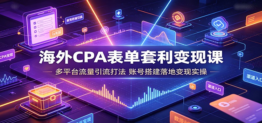 海外CPA表单套利变现课：多平台流量引流打法，账号搭建落地变现实操-创业网 - 最新网络创业项目与实战营销教程平台 | cye.cc