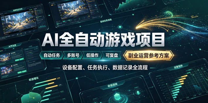 AI全自动游戏躺賺副业：日入几百，稳定运行三年的项目！【揭秘】-创业网 - 最新网络创业项目与实战营销教程平台 | cye.cc