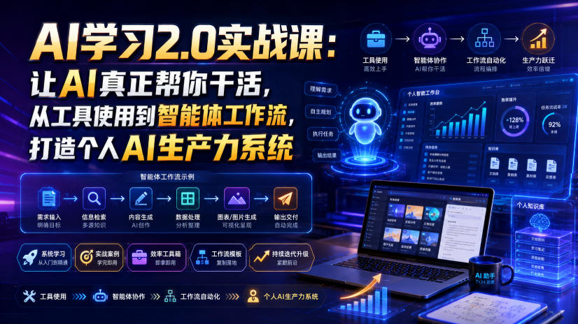 AI学习2.0实战课：让AI真正帮你干活，从工具使用到智能体工作流，打造个人AI生产力系统-创业网 - 最新网络创业项目与实战营销教程平台 | cye.cc