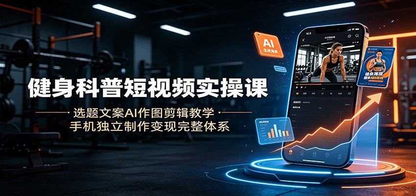 健身科普短视频实操课：选题文案AI作图剪辑教学，手机独立制作变现完整体系-创业网 - 最新网络创业项目与实战营销教程平台 | cye.cc