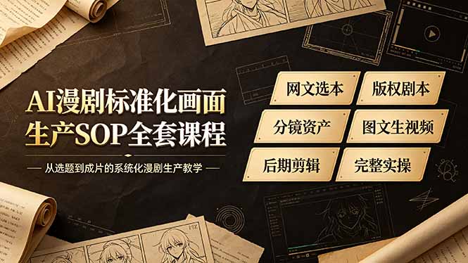 AI漫剧标准化画面生产SOP全套课程-更新，网文选本版权剧本分镜资产全覆盖，图文生视频后期剪辑完整实操教学-创业网 - 最新网络创业项目与实战营销教程平台 | cye.cc