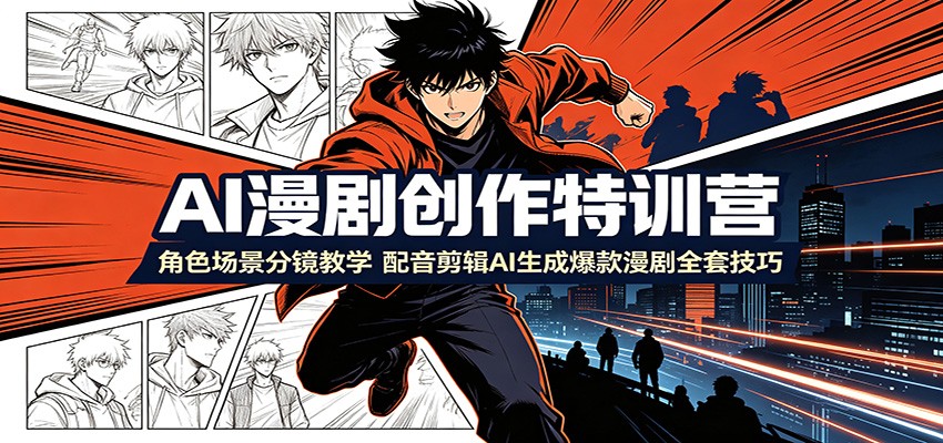 AI漫剧创作特训营：角色场景分镜教学，配音剪辑AI生成爆款漫剧全套技巧-创业网 - 最新网络创业项目与实战营销教程平台 | cye.cc