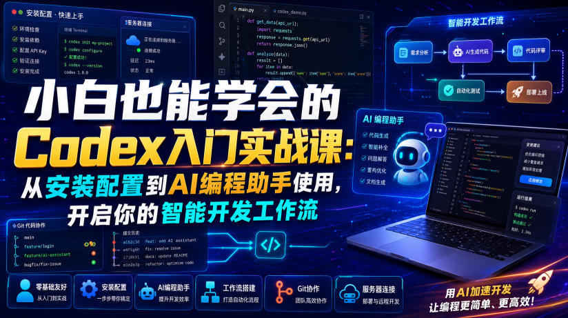 小白也能学会的Codex入门实战课：从安装配置到AI编程助手使用，开启你的智能开发工作流-创业网 - 最新网络创业项目与实战营销教程平台 | cye.cc