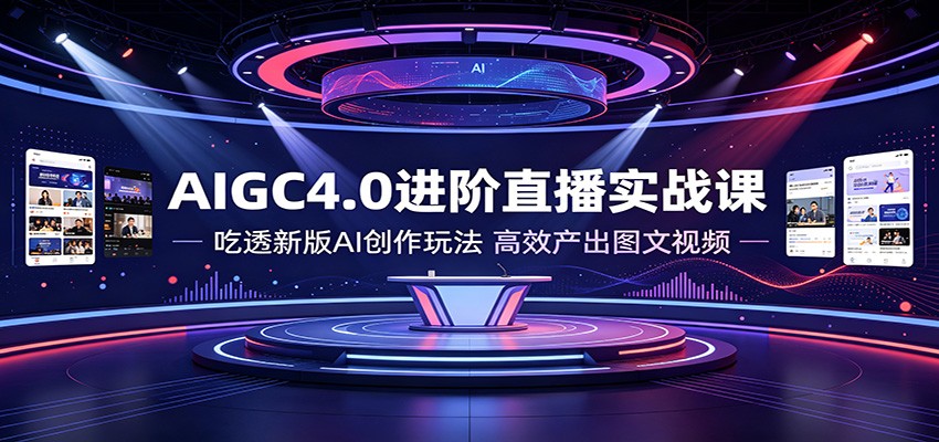 AIGC4.0进阶直播实战课：吃透新版AI创作玩法，高效产出图文视频-创业网 - 最新网络创业项目与实战营销教程平台 | cye.cc
