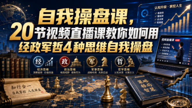 自我操盘课，20节视频直播课教你如何用经政军哲4种思维自我操盘-创业网 - 最新网络创业项目与实战营销教程平台 | cye.cc