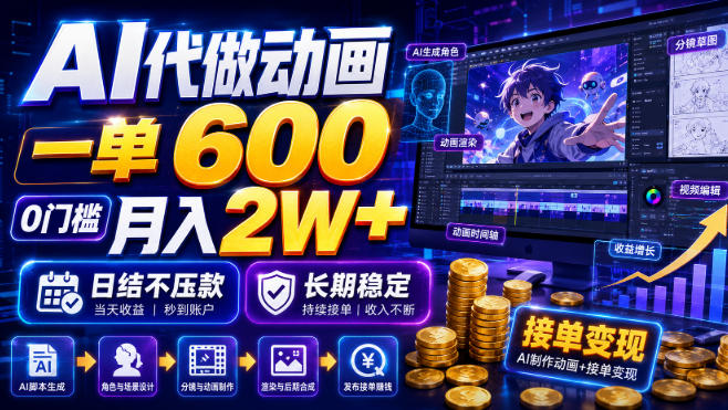 AI代做动画，一单600，0门槛月入2W+，日结不压款，长期稳定【揭秘】-创业网 - 最新网络创业项目与实战营销教程平台 | cye.cc