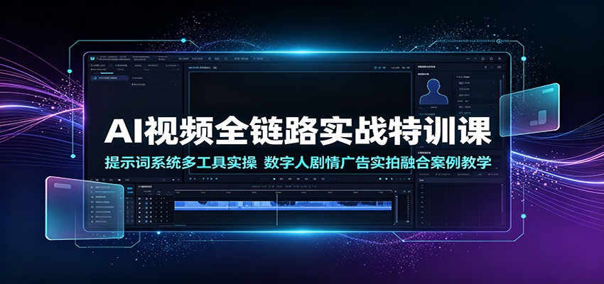 AI视频全链路实战特训课：提示词系统多工具实操，数字人剧情广告实拍融合案例教学-创业网 - 最新网络创业项目与实战营销教程平台 | cye.cc