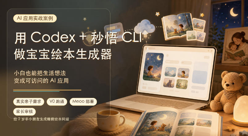 AI应用实战案例，用Codex+秒悟CLl做宝宝绘本生成器，小白也能把生活想法变成可访问的AI应用-创业网 - 最新网络创业项目与实战营销教程平台 | cye.cc
