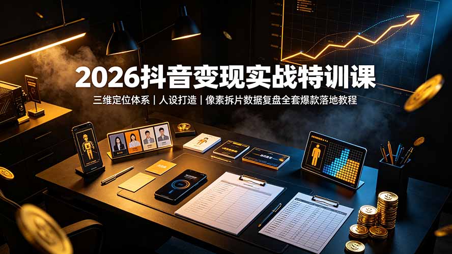 2026抖音变现实战特训课：三维定位体系｜人设打造｜像素拆片数据复盘全套爆款落地教程-创业网 - 最新网络创业项目与实战营销教程平台 | cye.cc